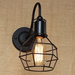 Applique da parete in ferro stile rustico/lodge nera