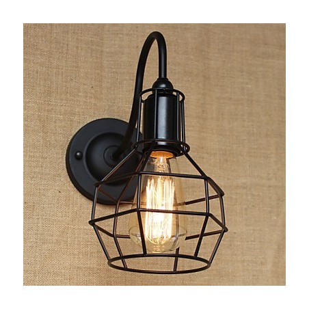 Applique da parete in ferro stile rustico/lodge nera