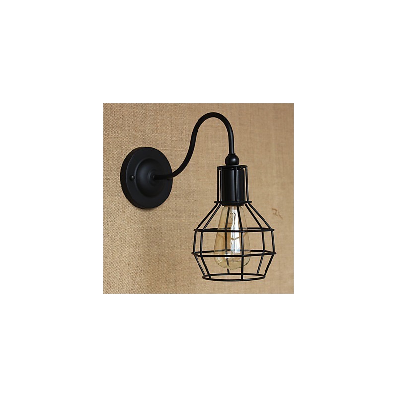 Applique da parete in ferro stile rustico/lodge nera