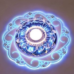 Plafoniera a filo in cristallo Faretto SMD 3W, tubo luminoso, luce colorata, cupola luminosa