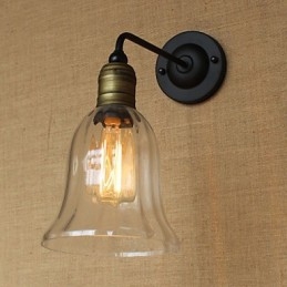 Applique da parete rustica in metallo trasparente e nero, 1 lampadina E26/E27