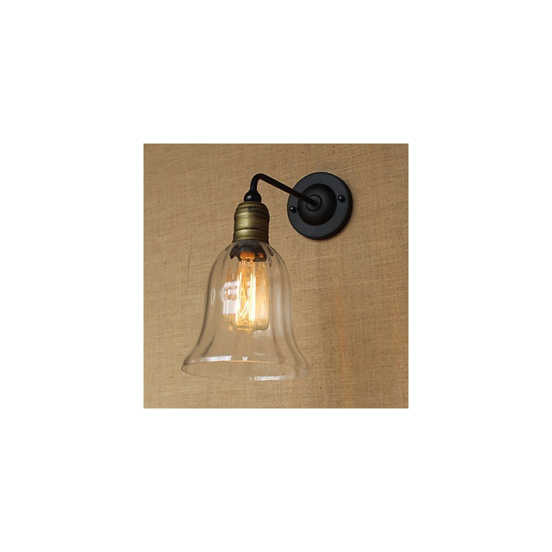 Applique da parete rustica in metallo trasparente e nero, 1 lampadina E26/E27