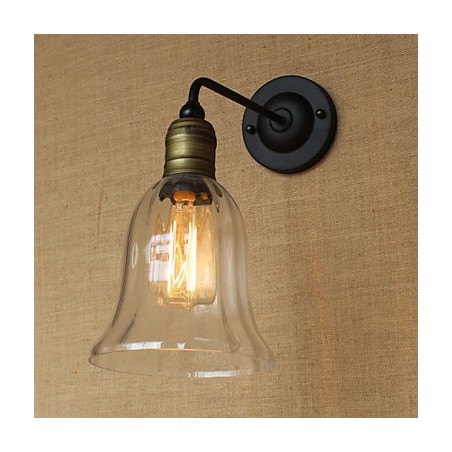 Applique da parete rustica in metallo trasparente e nero, 1 lampadina E26/E27