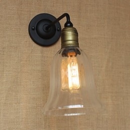 Applique da parete rustica in metallo trasparente e nero, 1 lampadina E26/E27
