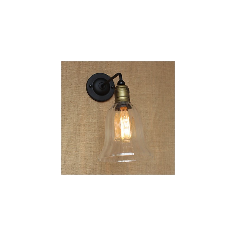 Applique da parete rustica in metallo trasparente e nero, 1 lampadina E26/E27