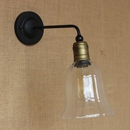 Applique da parete rustica in metallo trasparente e nero, 1 lampadina E26/E27
