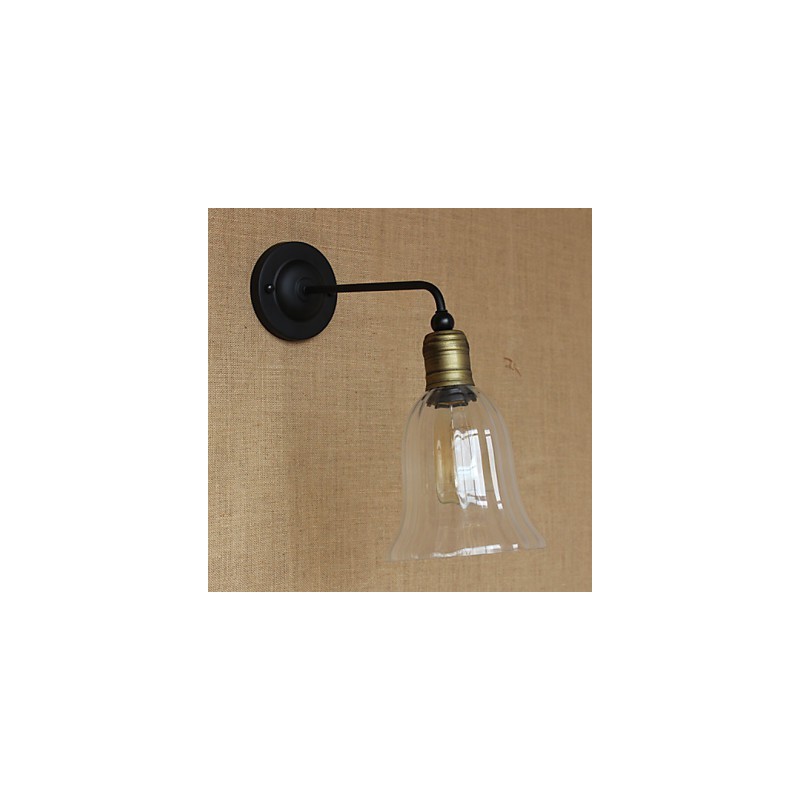 Applique da parete rustica in metallo trasparente e nero, 1 lampadina E26/E27