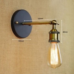 Applique da parete in ferro stile rustico/lodge finitura ottone antico
