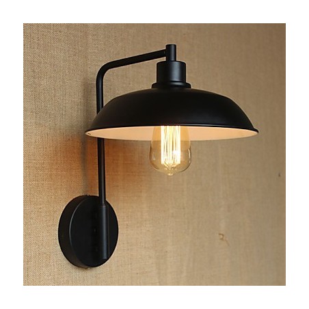 Applique da parete in metallo nero stile rustico con lampadina E26/E27