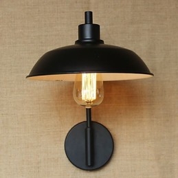 Applique da parete in metallo nero stile rustico con lampadina E26/E27