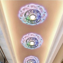 Plafoniera a filo in cristallo Faretto SMD 3W, tubo luminoso, luce colorata, cupola luminosa