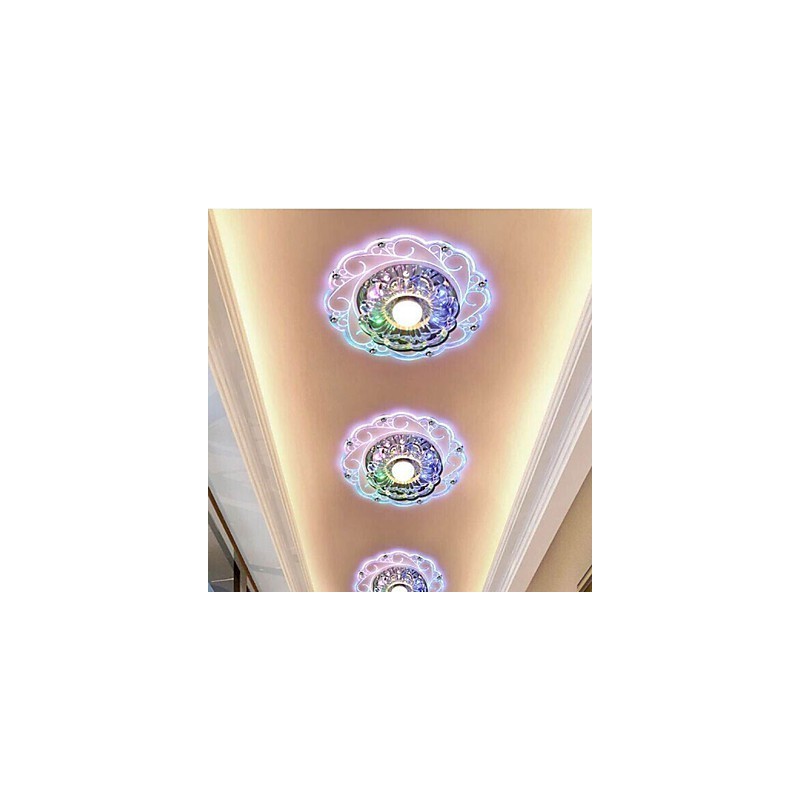 Plafoniera a filo in cristallo Faretto SMD 3W, tubo luminoso, luce colorata, cupola luminosa