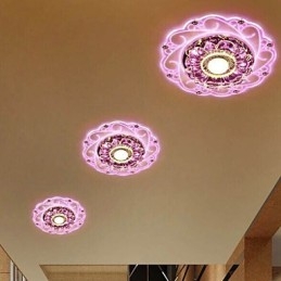 Plafoniera a filo in cristallo Faretto SMD 3W, tubo luminoso, luce colorata, cupola luminosa