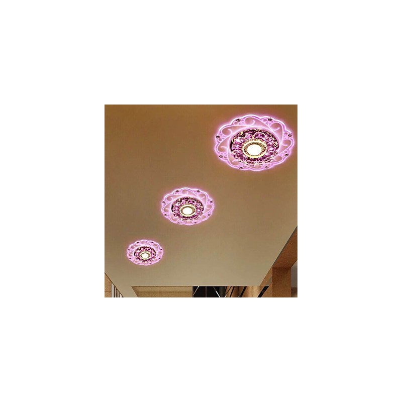 Plafoniera a filo in cristallo Faretto SMD 3W, tubo luminoso, luce colorata, cupola luminosa