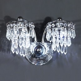 Applique da parete moderna in cristallo e metallo cromo, 4 LED integrati