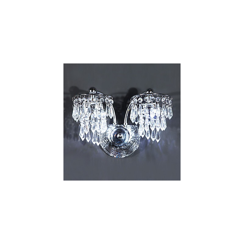 Applique da parete moderna in cristallo e metallo cromo, 4 LED integrati