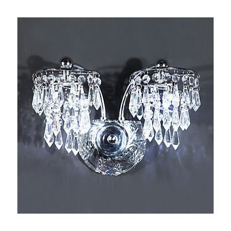 Applique da parete moderna in cristallo e metallo cromo, 4 LED integrati