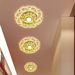 Plafoniera a filo in cristallo Faretto SMD 3W, tubo luminoso, luce colorata, cupola luminosa