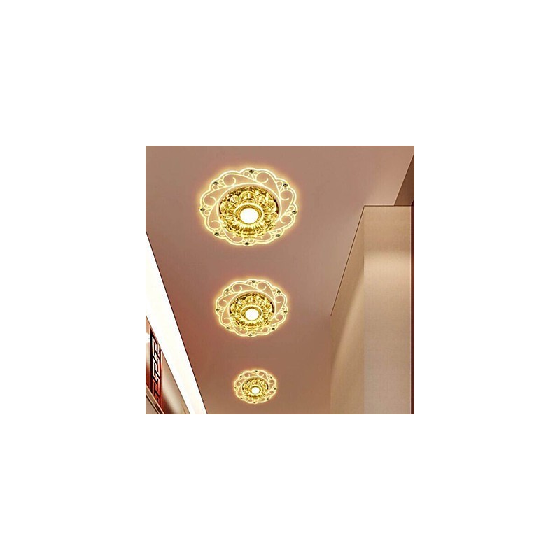 Plafoniera a filo in cristallo Faretto SMD 3W, tubo luminoso, luce colorata, cupola luminosa