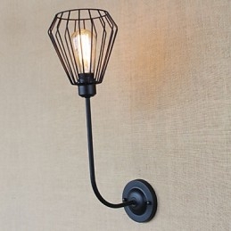 Applique da parete antica in ferro battuto nero, 1 luce
