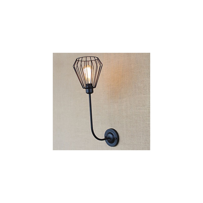 Applique da parete antica in ferro battuto nero, 1 luce