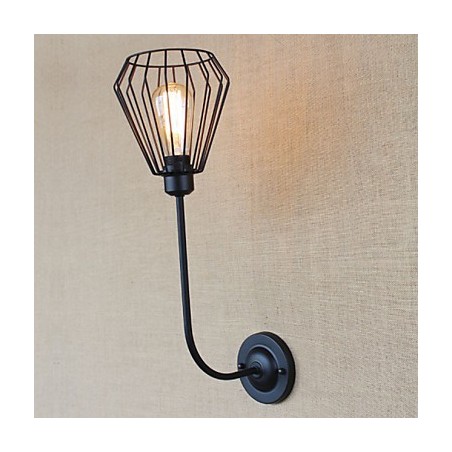 Applique da parete antica in ferro battuto nero, 1 luce