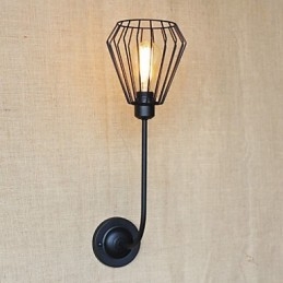 Applique da parete antica in ferro battuto nero, 1 luce