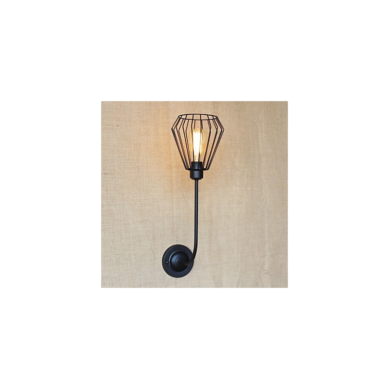 Applique da parete antica in ferro battuto nero, 1 luce