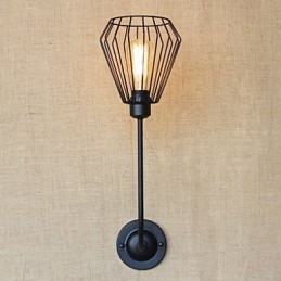 Applique da parete antica in ferro battuto nero, 1 luce