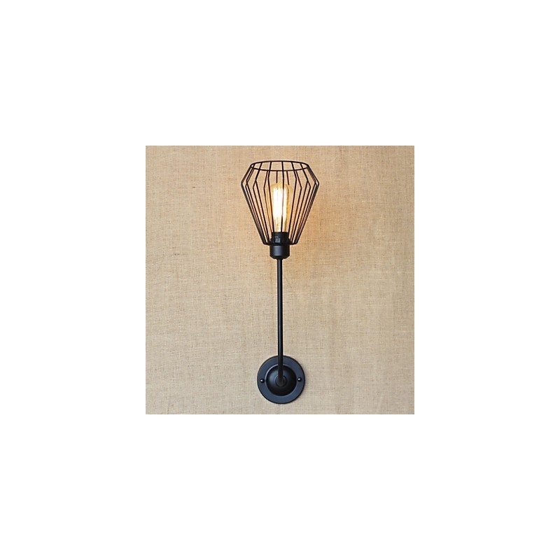 Applique da parete antica in ferro battuto nero, 1 luce