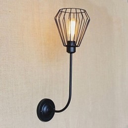Applique da parete antica in ferro battuto nero, 1 luce