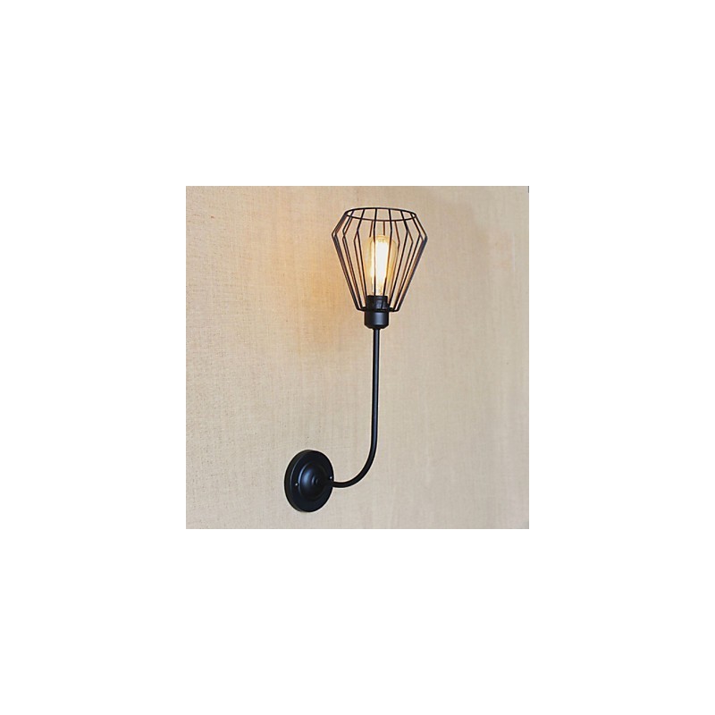Applique da parete antica in ferro battuto nero, 1 luce