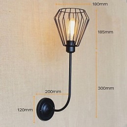 Applique da parete antica in ferro battuto nero, 1 luce