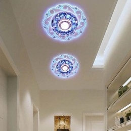 Plafoniera a filo in cristallo Faretto SMD 3W, tubo luminoso, luce colorata, cupola luminosa