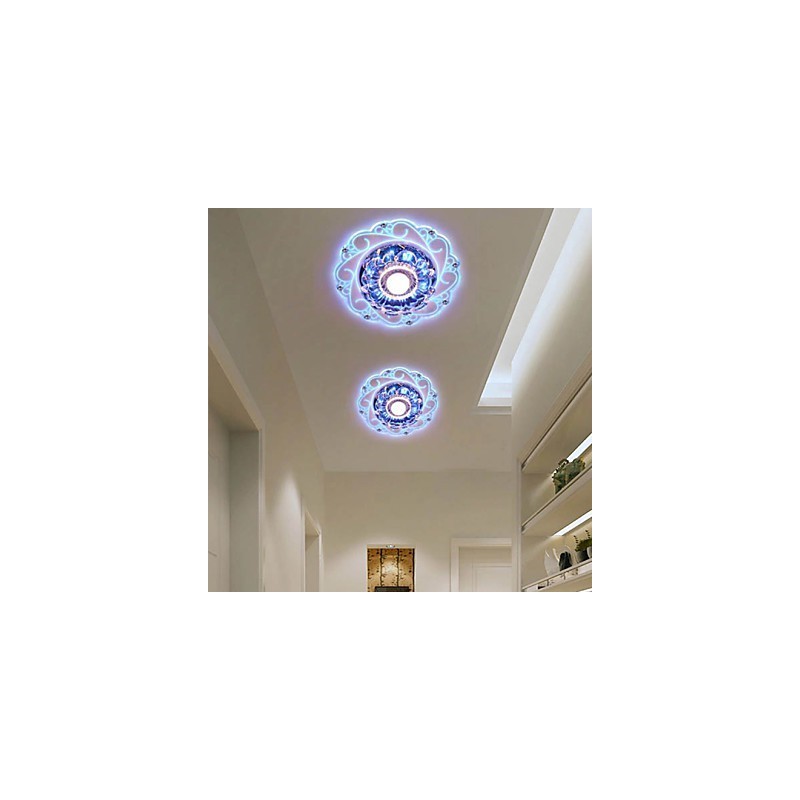 Plafoniera a filo in cristallo Faretto SMD 3W, tubo luminoso, luce colorata, cupola luminosa