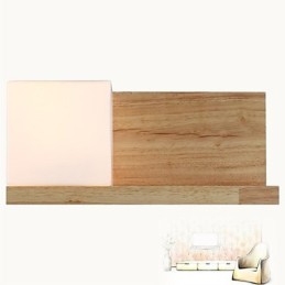 Applique da parete 1 luce in legno/bambù e vetro