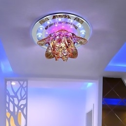 Plafoniera circolare in cristallo a filo con tubo luminoso, 3 lampadine E26/E27