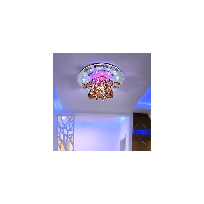 Plafoniera circolare in cristallo a filo con tubo luminoso, 3 lampadine E26/E27