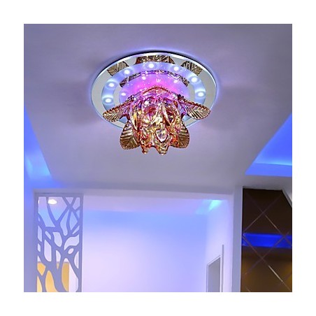Plafoniera circolare in cristallo a filo con tubo luminoso, 3 lampadine E26/E27