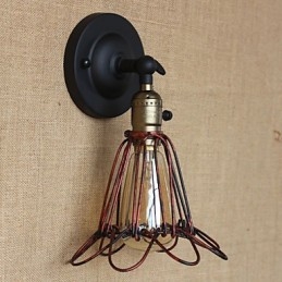 Applique da parete industriale bronzo rosso con rete in ferro