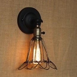 Applique da parete industriale bronzo con rete in ferro