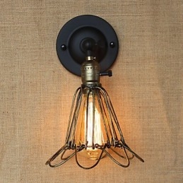 Applique da parete industriale bronzo con rete in ferro