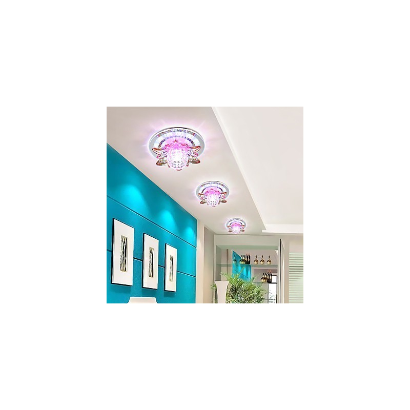 Plafoniera circolare in cristallo a filo con tubo luminoso, 3 lampadine E26/E27