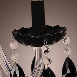 Applique da parete in cristallo nero con lampadina a candela