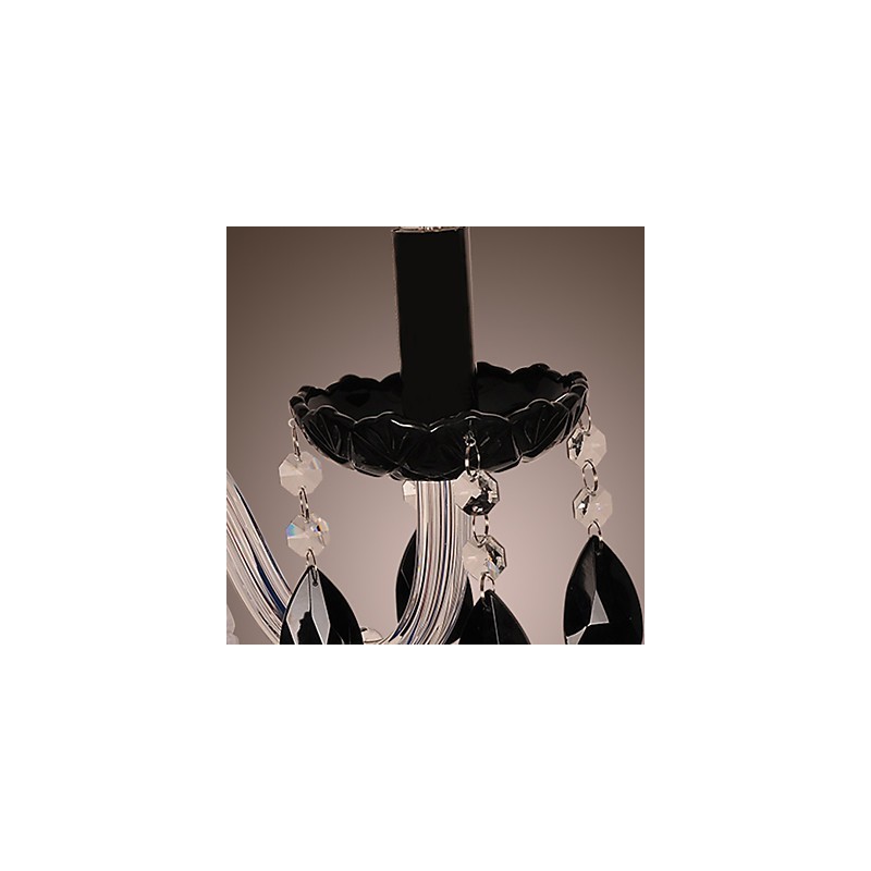 Applique da parete in cristallo nero con lampadina a candela