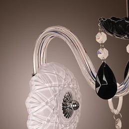 Applique da parete in cristallo nero con lampadina a candela