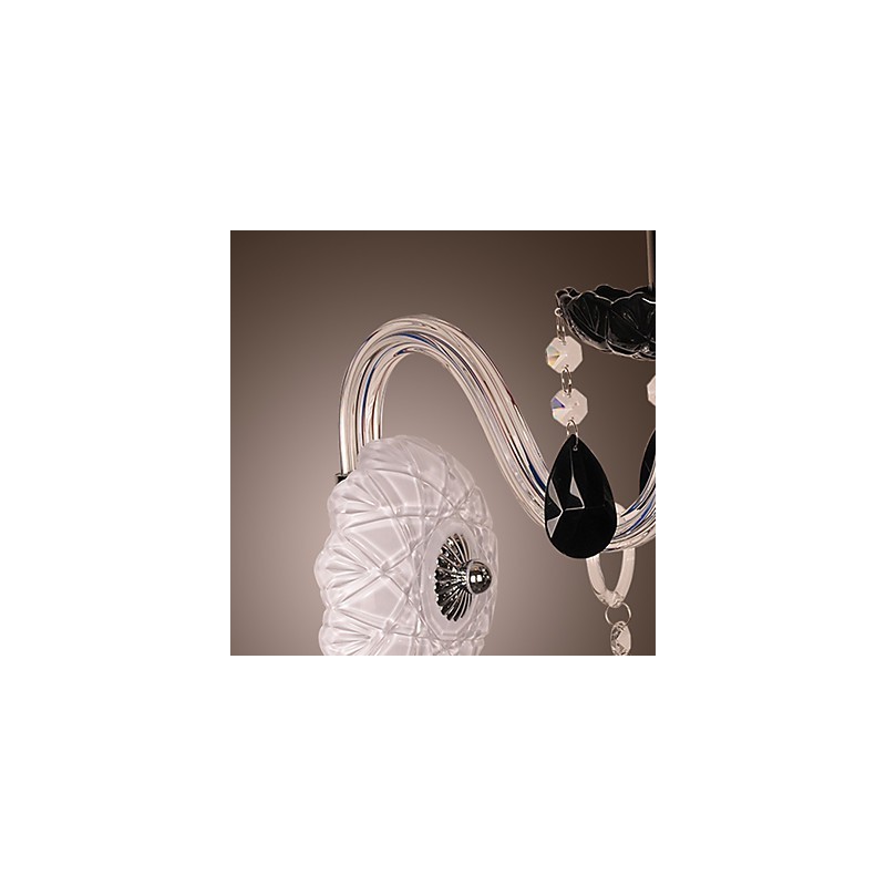 Applique da parete in cristallo nero con lampadina a candela