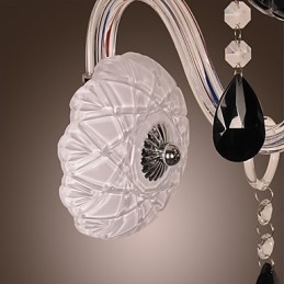 Applique da parete in cristallo nero con lampadina a candela