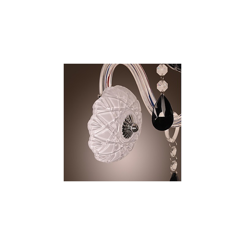 Applique da parete in cristallo nero con lampadina a candela