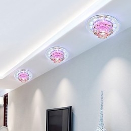 Plafoniera circolare in cristallo a filo con tubo luminoso, 3 lampadine E26/E27